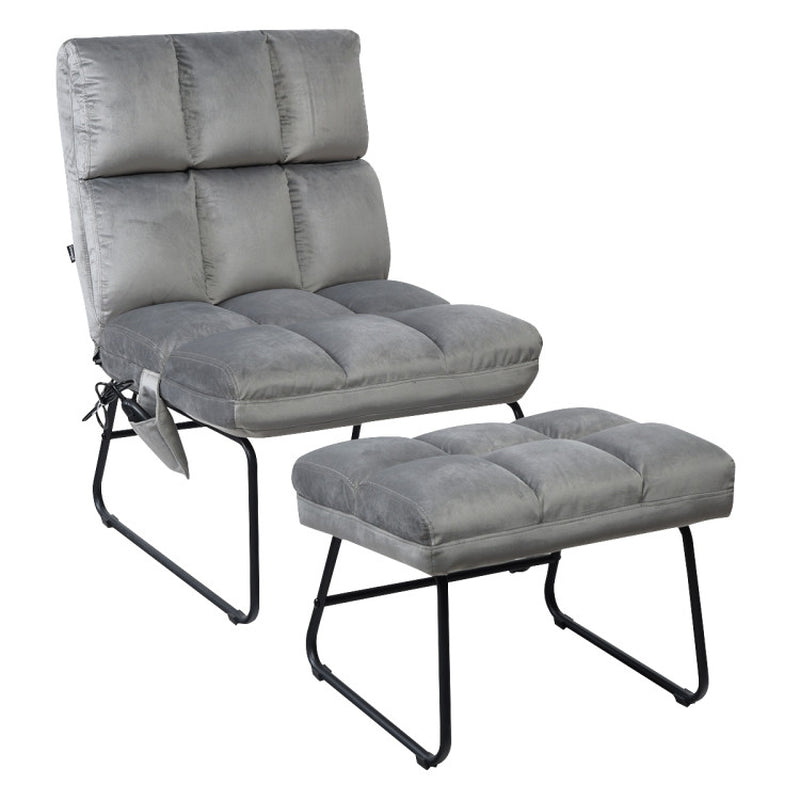 Velvet Massage Recliner With Ottoman And Remote Control