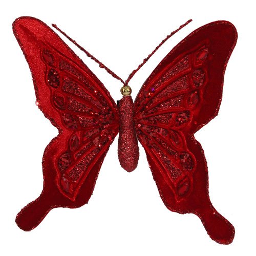 Velvet Red Butterfly Clip