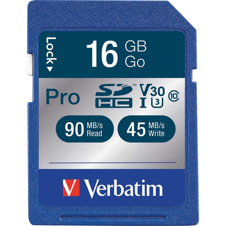 Verbatim 16Gb Pro 600X Sdhc Memory Card, Uhs-1 U3 Class 10