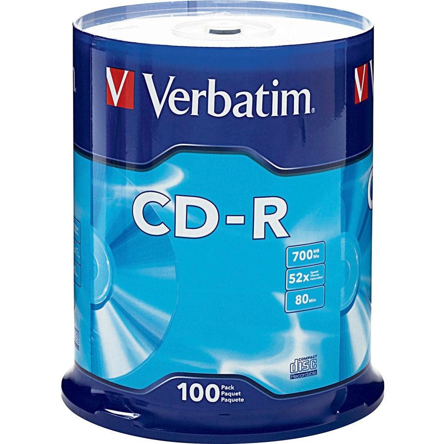 Verbatim Cd-R 700Mb 52X With Branded Surface - 100Pk Spindle