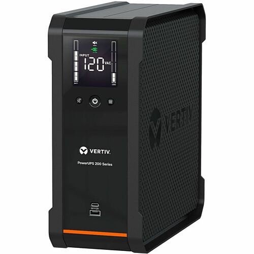 Vertiv PowerUPS 200 850VA Desktop UPS with Surge Protection for Home Office