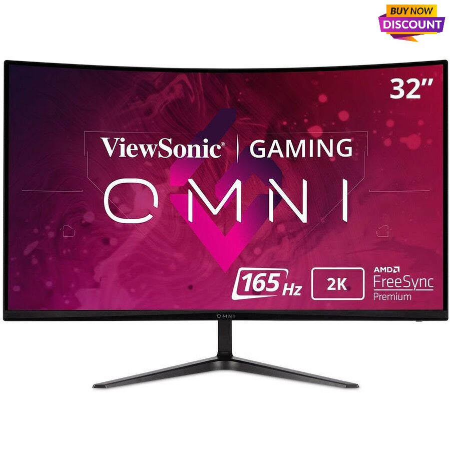 ViewSonic OMNI VX3218C-2K 32 Inch Curved 1ms 1440p 165hz Gaming Monitor with FreeSync Premium, Eye Care, HDMI and Display Port