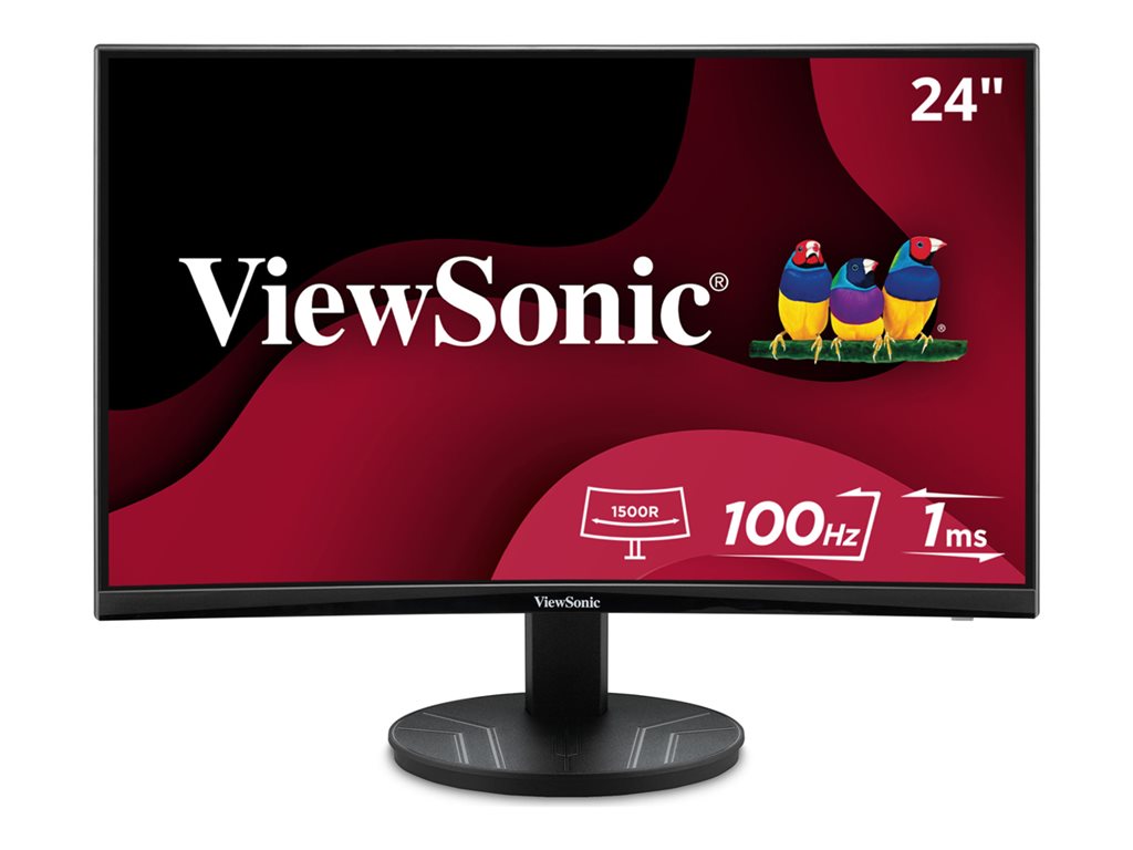 ViewSonic VA2416C - LED monitor - curved - 24 (23.6" viewable) - 1920 x 1080 Full HD (1080p) @ 100 Hz - VA - 250 cd/m� - 3000:1