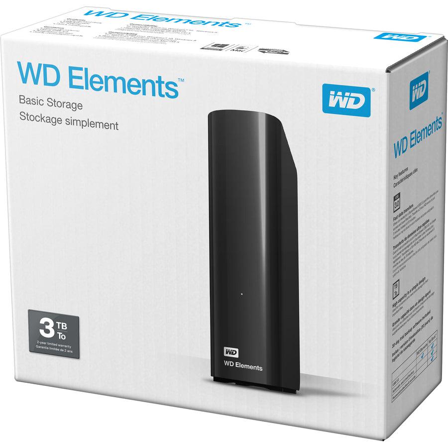 Wd Elements 3Tb Usb 3.0, Micro-B External Desktop Storage Wdbwlg0030Hbk-Nesn Black