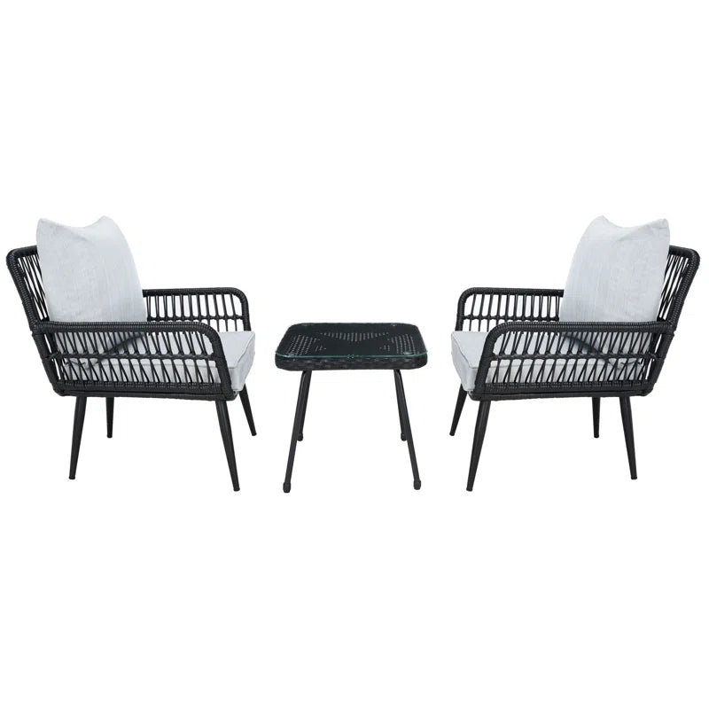 Weiland 3 Piece Outdoor Lounge Set Weatherproof Wicker