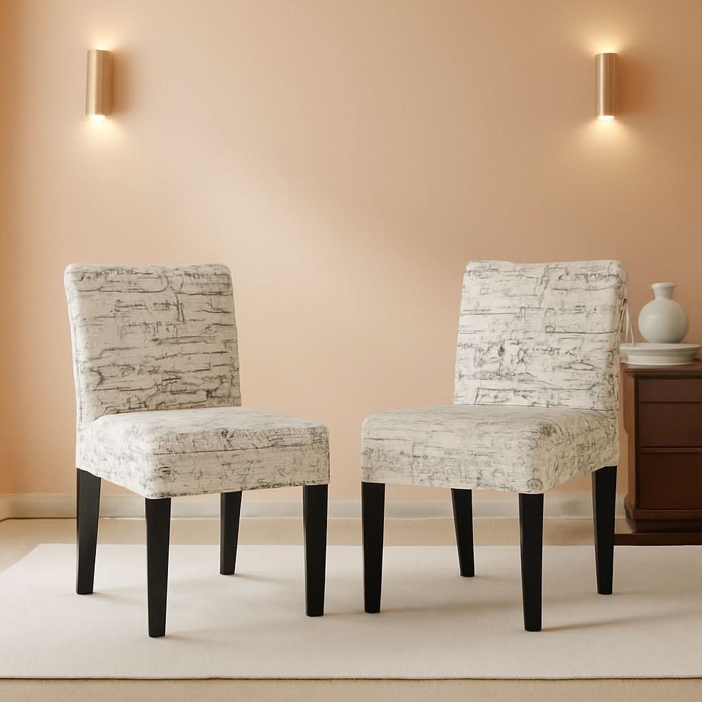 White Armless Accent Chairs Set of 2 for Living Room