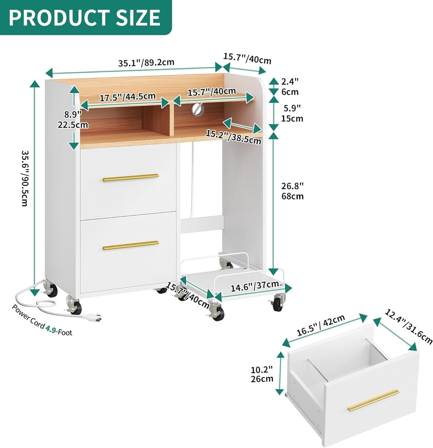 White File Cabinet With Charging Station Two Drawer Lateral File Cabinet