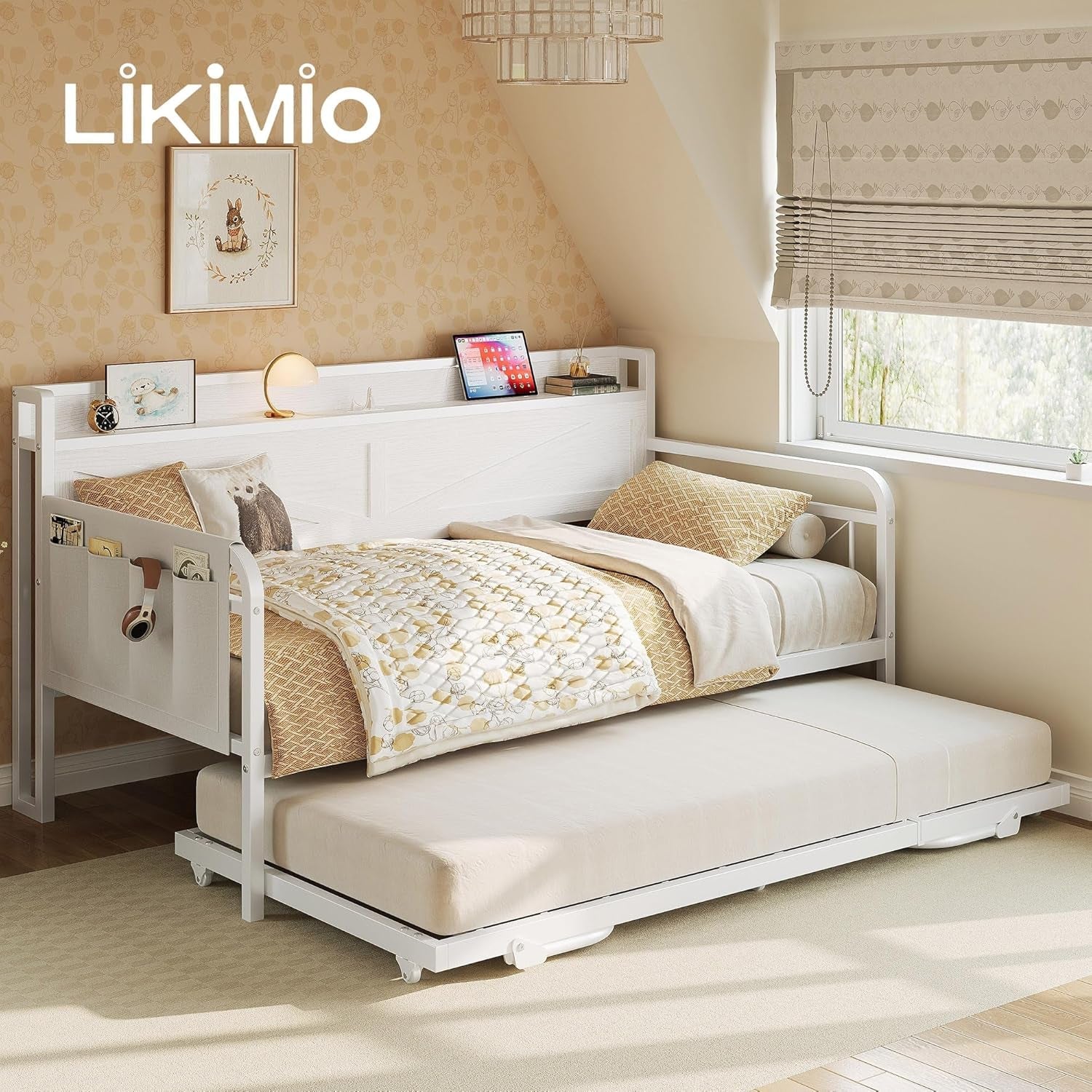 White Twin Daybed With Trundle And Storage Headboard