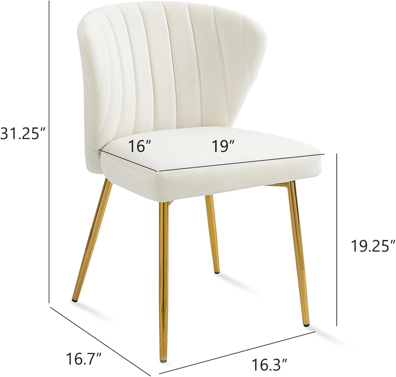 White Velvet Dining Chairs Set Of 4 With Gold Metal Legs