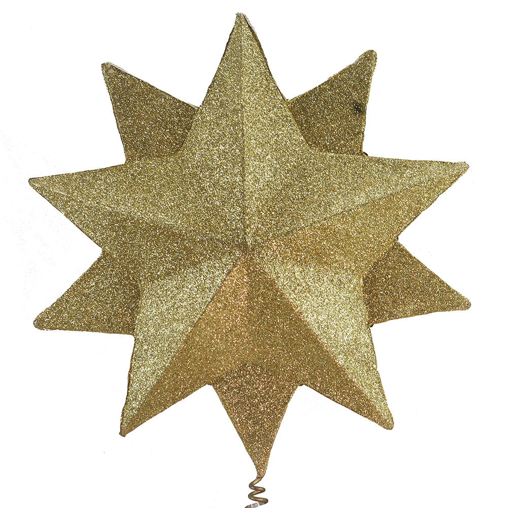 White and Gold Jeweled Star Treetop - 16 Inch