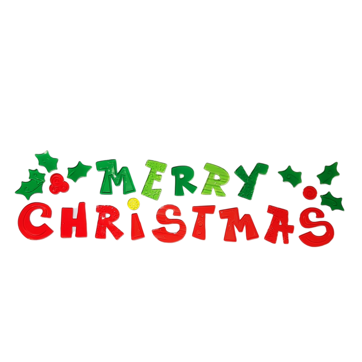Wide Window Gel Clings - Merry Christmas Holly
