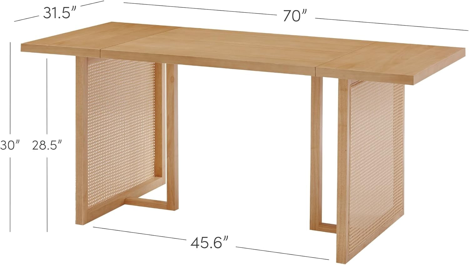 Willow Boho Dining Table for 6 with Solid Wood Legs