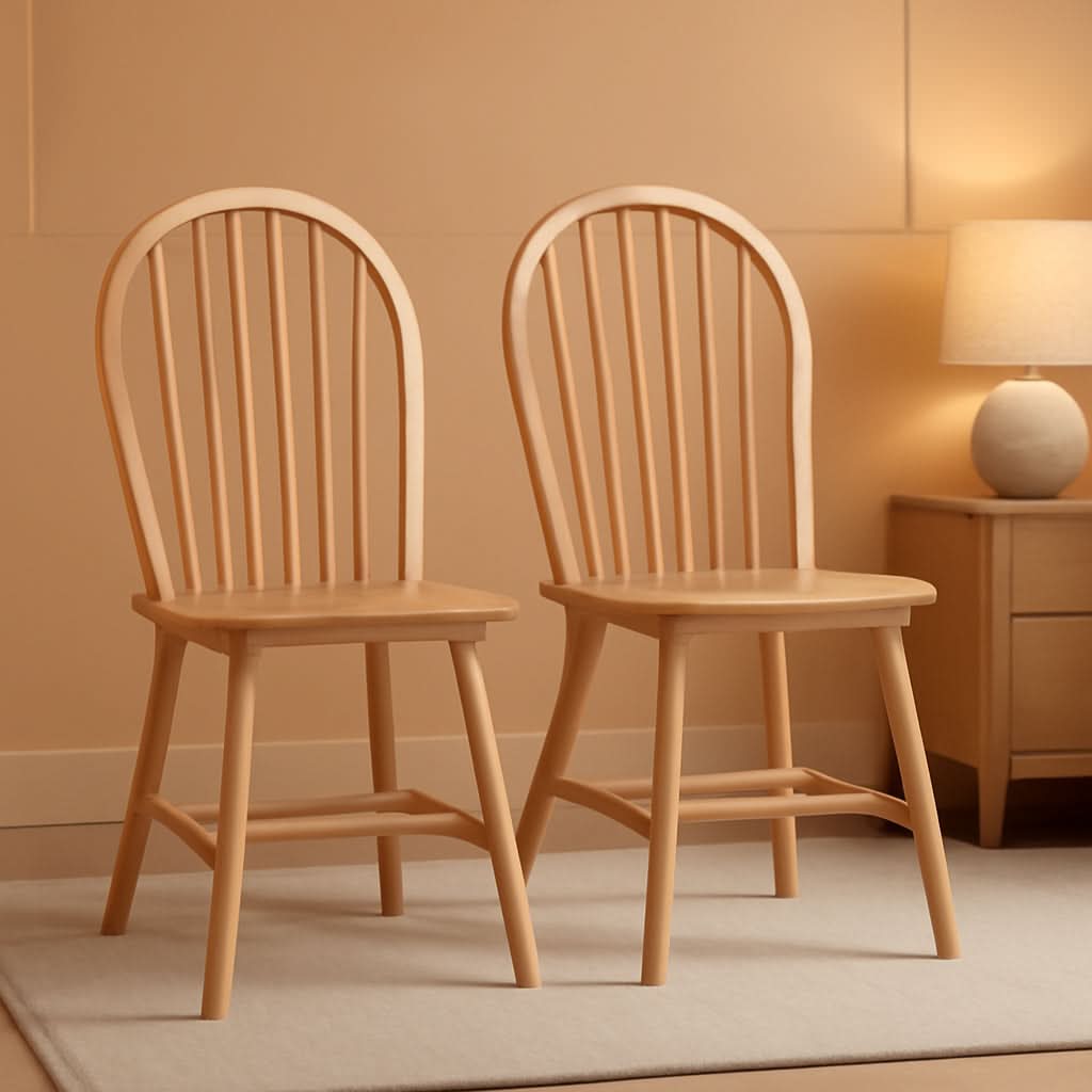 Windsor Two Piece Chair Set Solid Wood Natural Finish