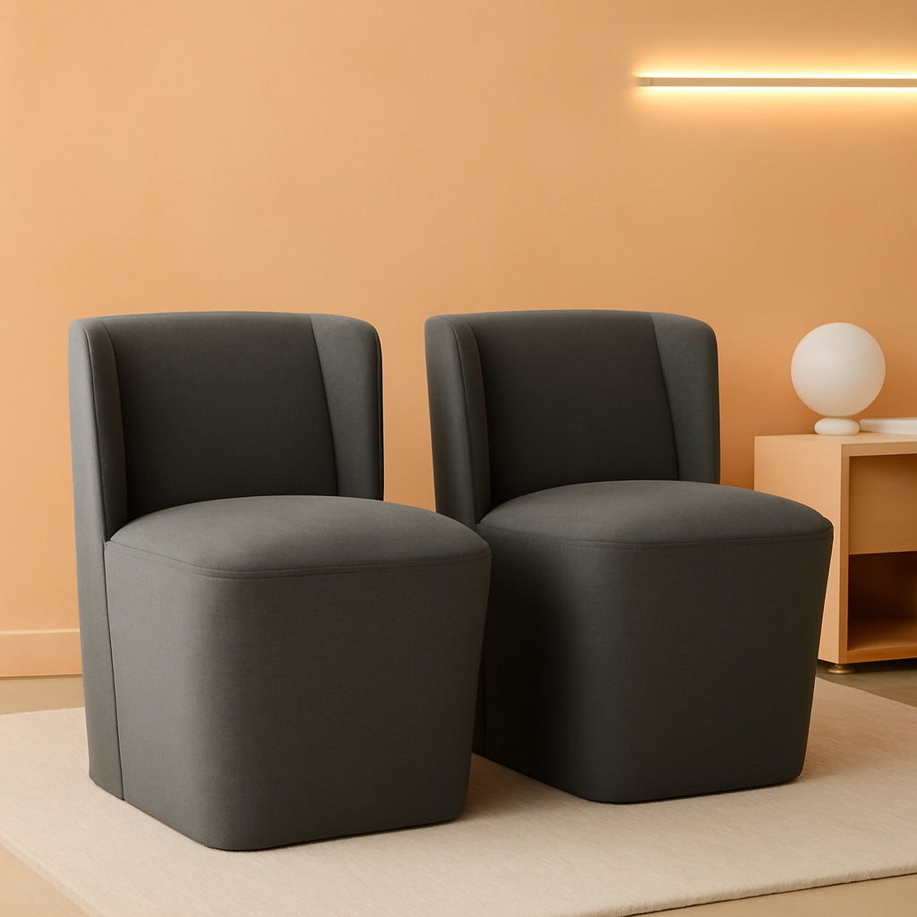 Wingback Upholstered Dining Chair With Casters No Assembly