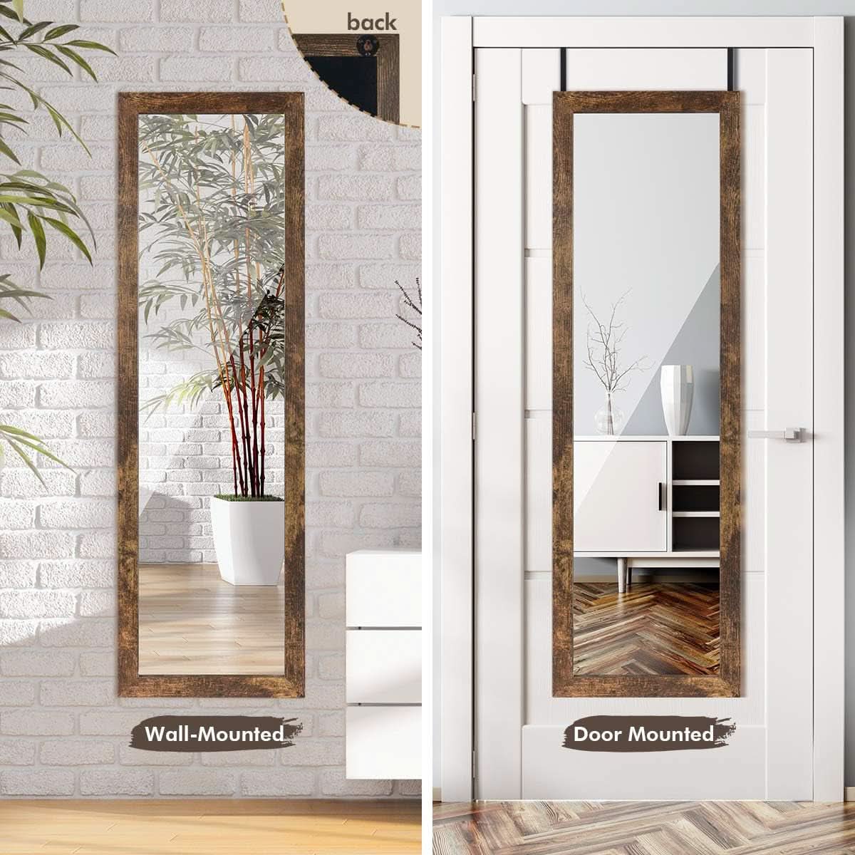 Wood Full Length Mirror 48 X 14 Rustic Wood Frame Wall Mirror