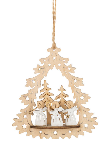 Wooden Angel Scene Ornament