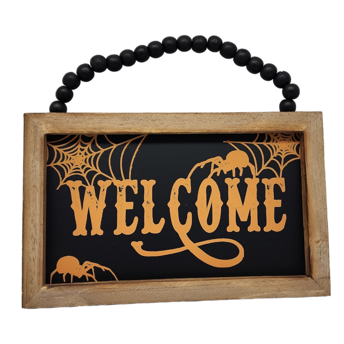 Wooden Hanging 8 Inch Sign - Haunted Welcome