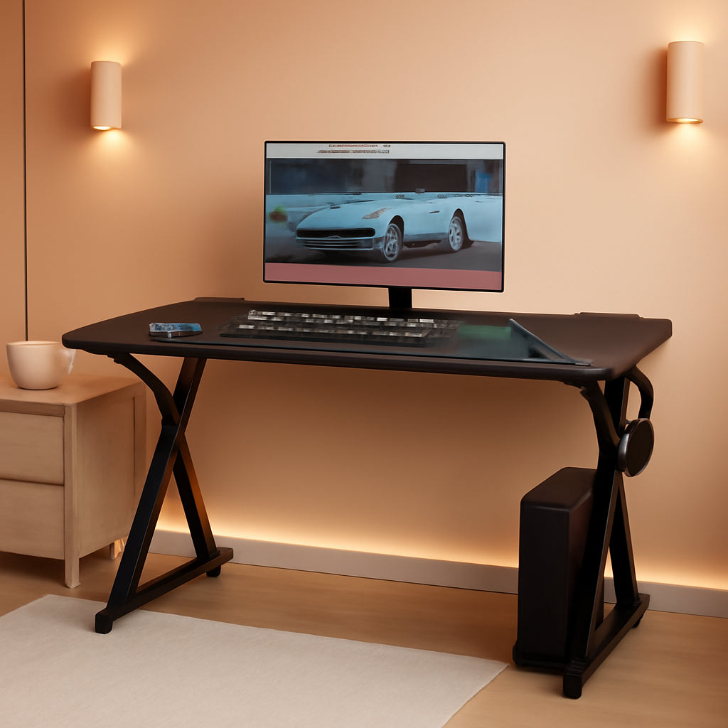 Z Shaped Carbon Fiber Gaming Desk 44 Inch Home Office