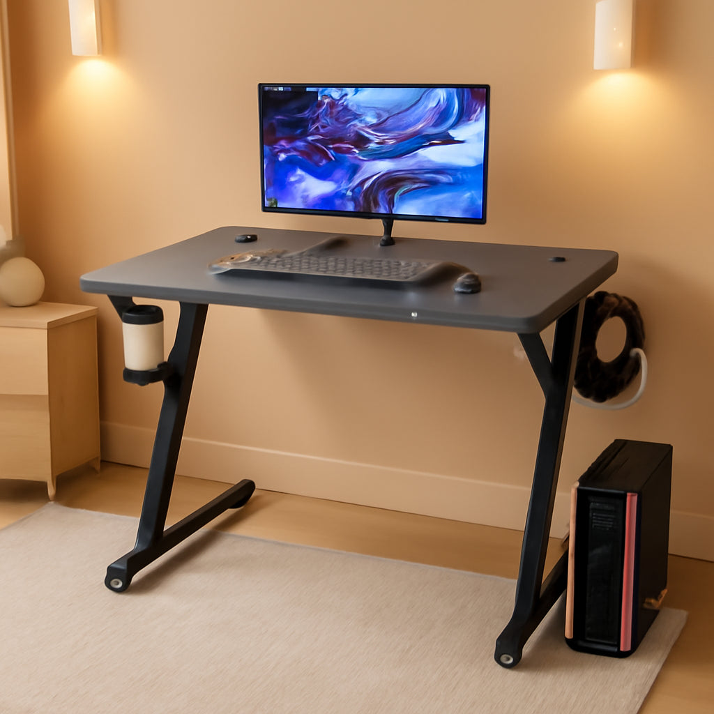 Z Shaped Gaming Desk 32 Inch With Carbon Fiber Surface