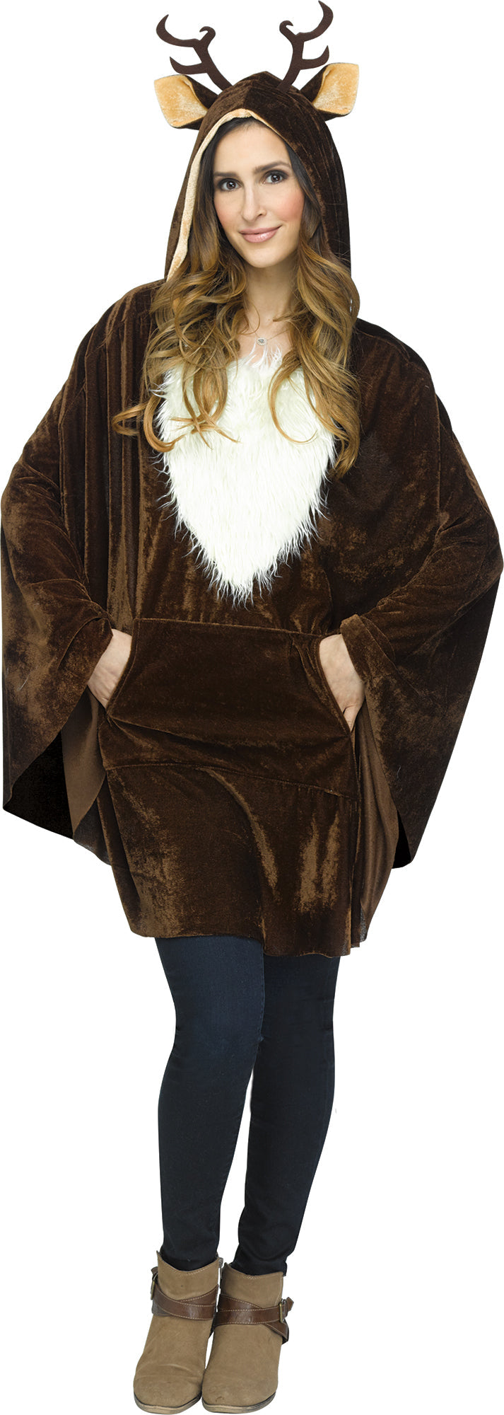 Hollyday Plush Poncho - Hooded Reindeer