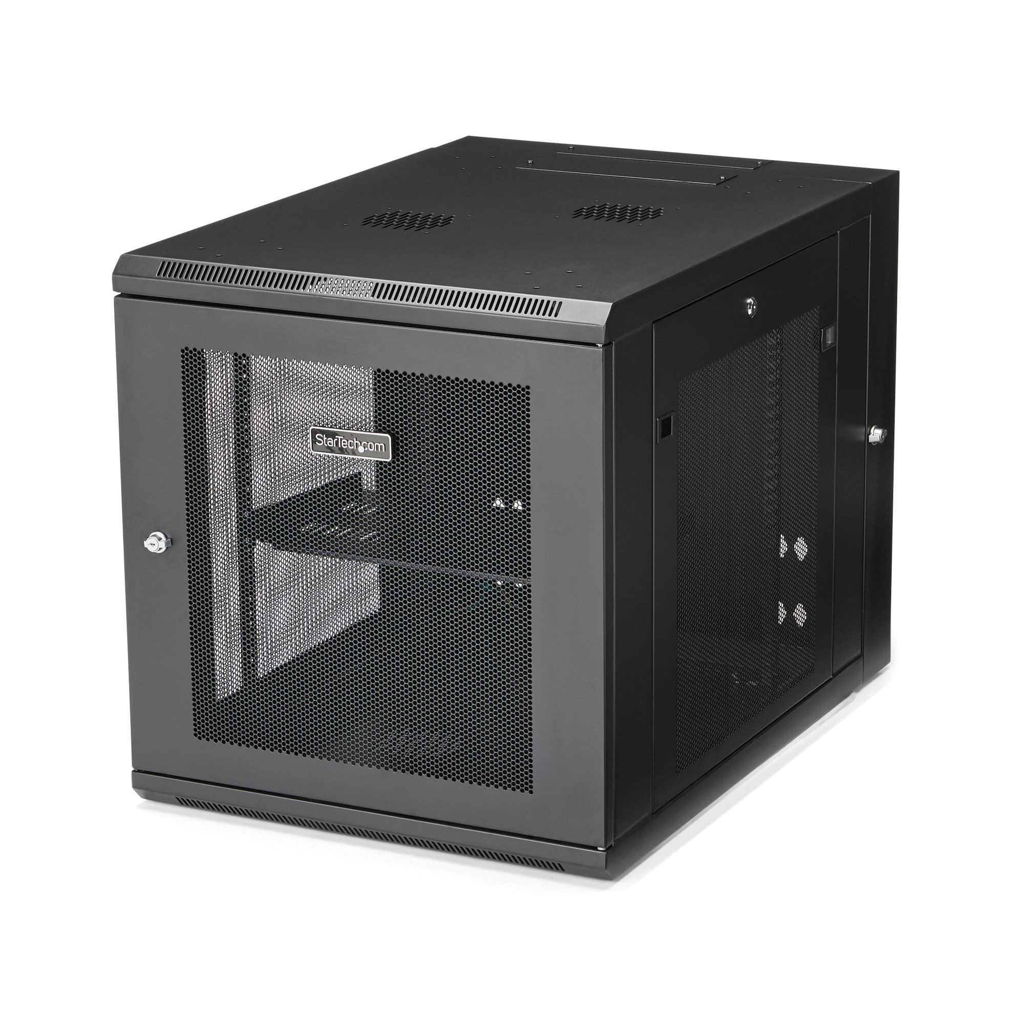 12U Server Rack - Wall Mount Network Cabinet with 1U Shelf | StarTech RK1232WALHM