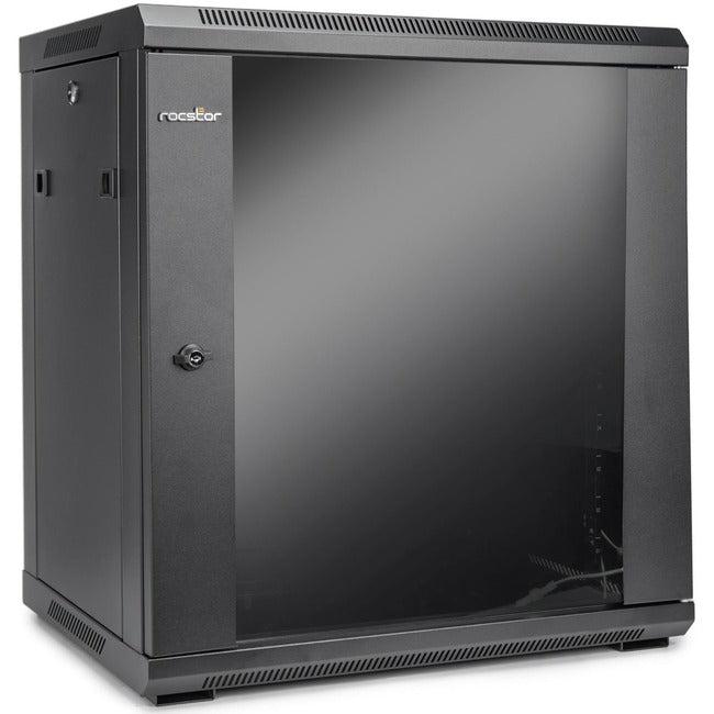 12U Wall Mount Server Rack - Network Equipment Enclosure with Tempered Glass | Rocstor Y10E003-B1