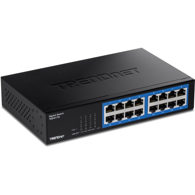 16 Port Gigabit Switch - Desktop Ethernet Switches for Small Business | TRENDnet TEG-S17D