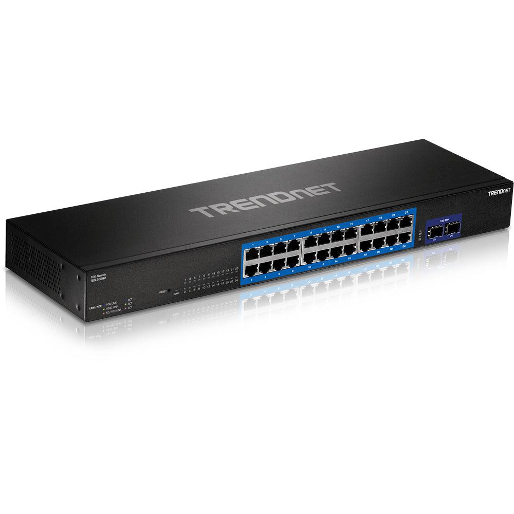 28-Port Gigabit Switch with 4 x 10G SFP+ Ports - 1U Rackmount | TrendNet TEG-30262