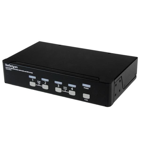 4 Port DVI KVM Switch - StarTech USB Audio Hub TAA | TechSoft SV431DVIUA