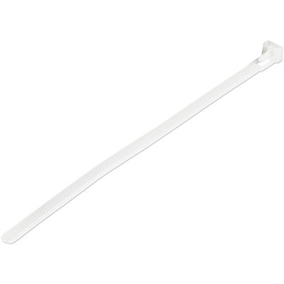 4Xem 100 Pack 8" Reusable Cable Ties - White Medium Nylon/Plastic Zip Tie