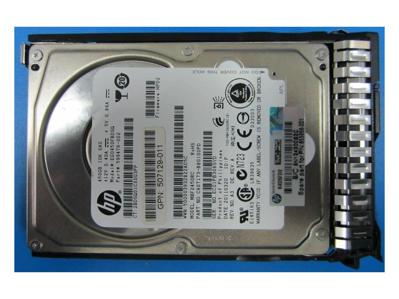 653956-001 Hp 450Gb 10K 6Gb/S Sff Sas Sc