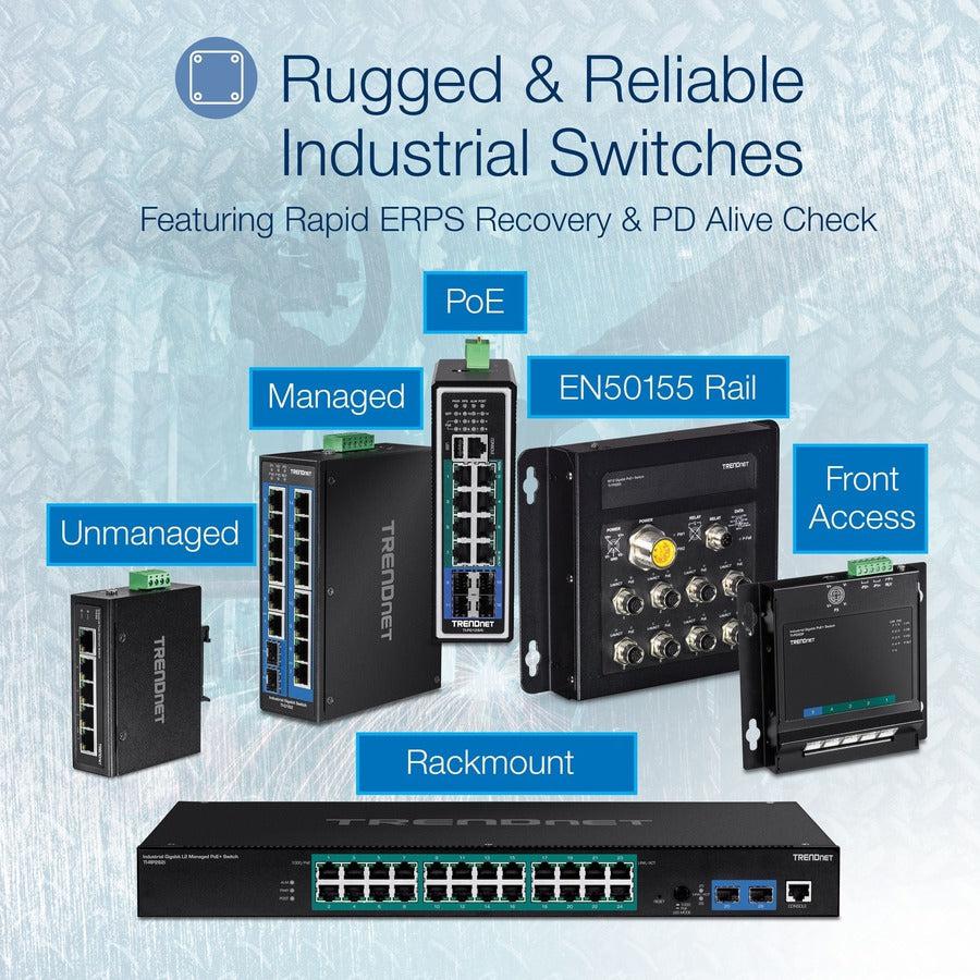 8-Port Industrial Gigabit PoE+ Wall-Mounted Front Access Switch TI-PG80F
