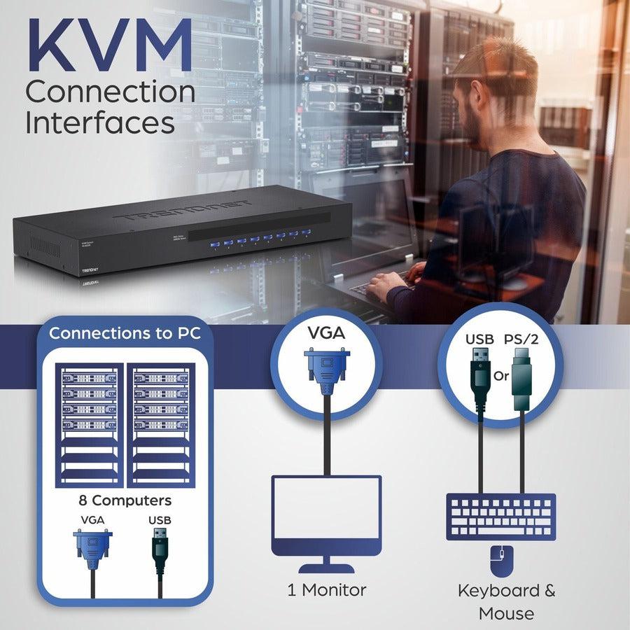 8 Port Rackmount KVM Switch - TRENDnet TK-803R Server Management | TechSoft