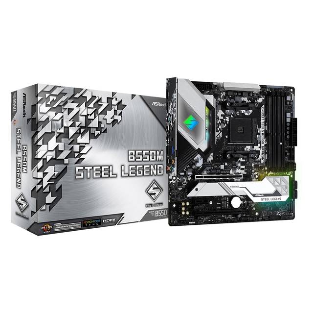 Asrock B550M Steel Legend Socket Am4/ Amd B550/ Ddr4/ Quad Crossfirex/ Sata3&Usb3.2/ M.2/ Micro Atx Motherboard
