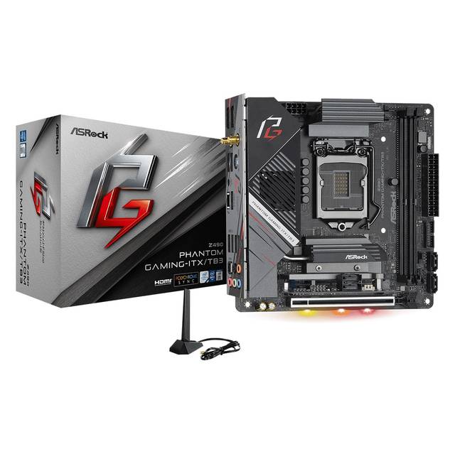 Asrock Z490 Phantom Gaming-Itx/Tb3 Socket Lga1200/ Intel Z490/ Ddr4/ Sata3&Usb3.2/ M.2/ Wifi/ Mini-Itx Motherboard