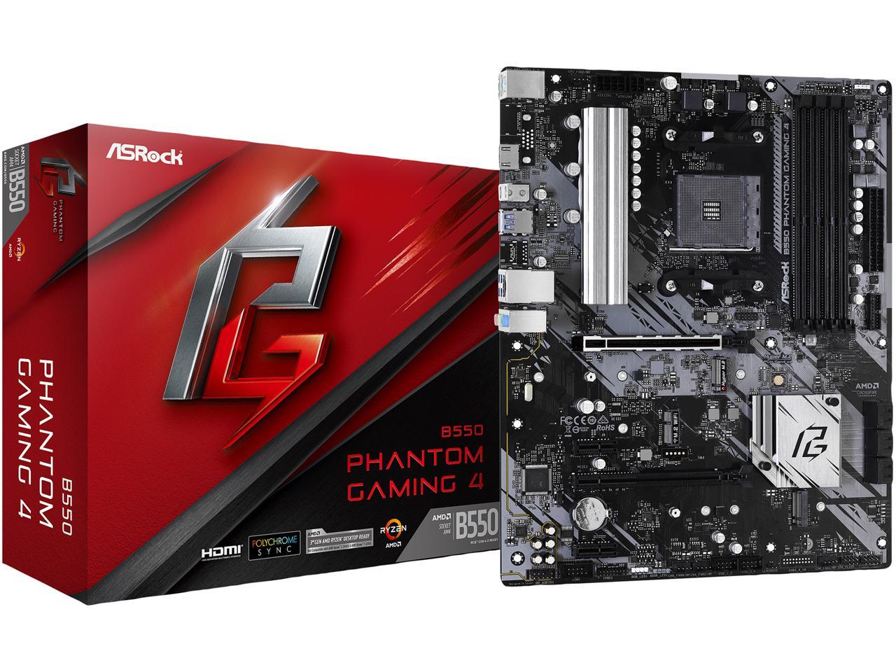 Asrock B550 Phantom Gaming 4 Am4 Amd B550 Sata 6Gb/S Atx Amd Motherboard