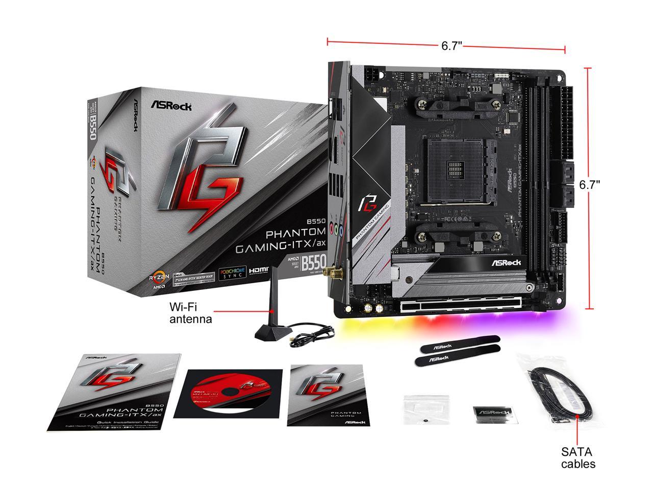 Asrock B550 Phantom Gaming-Itx/Ax Am4 Amd B550 Sata 6Gb/S Mini Itx Amd Motherboard
