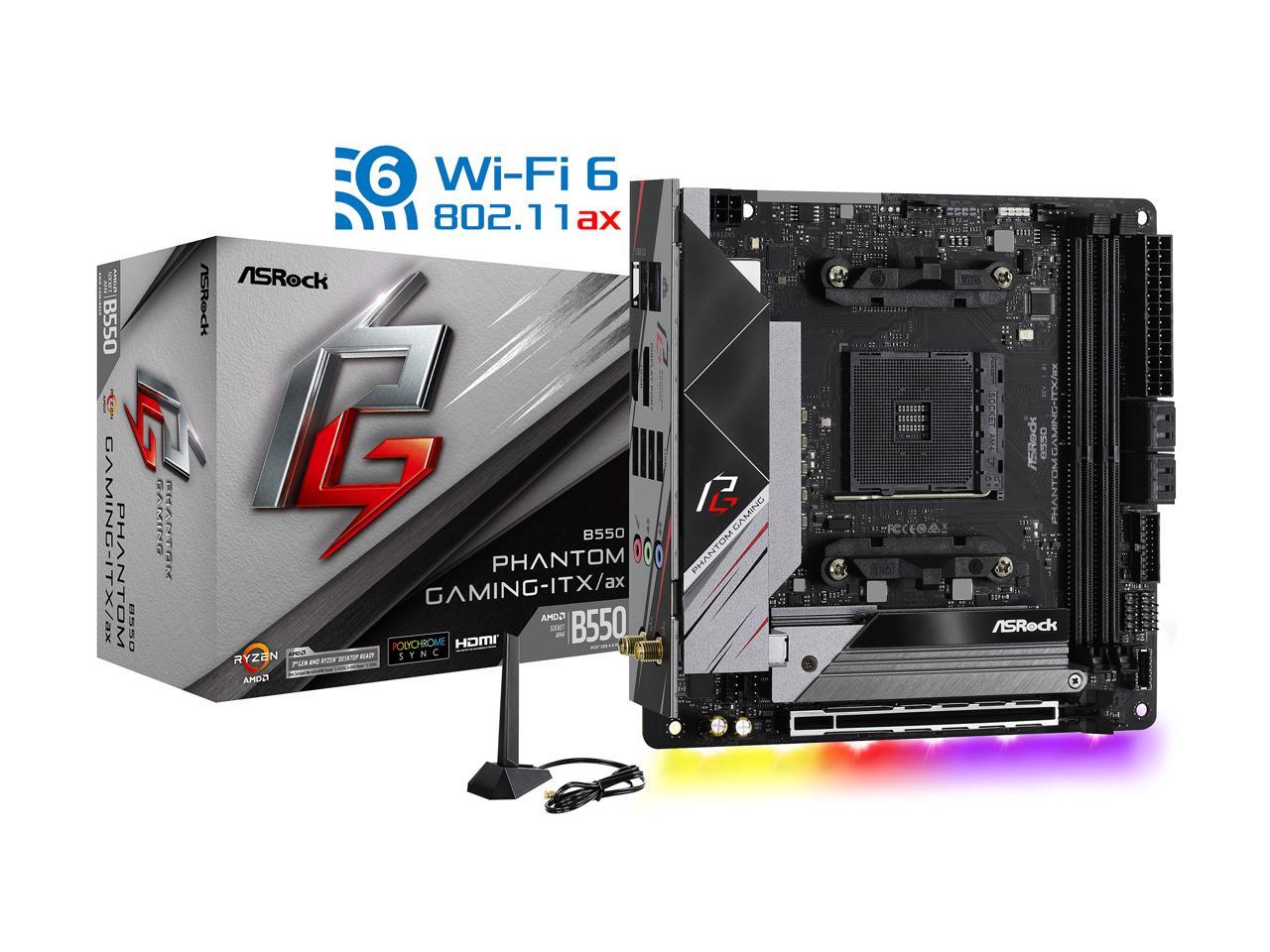 Asrock B550 Phantom Gaming-Itx/Ax Am4 Amd B550 Sata 6Gb/S Mini Itx Amd Motherboard