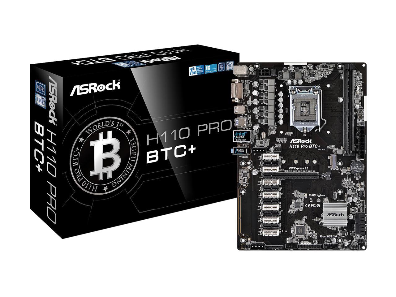 Asrock H110 Pro Btc+ Lga 1151 Intel H110 Sata 6Gb/S Atx Intel For Cryptocurrency Mining (Btc) Motherboard