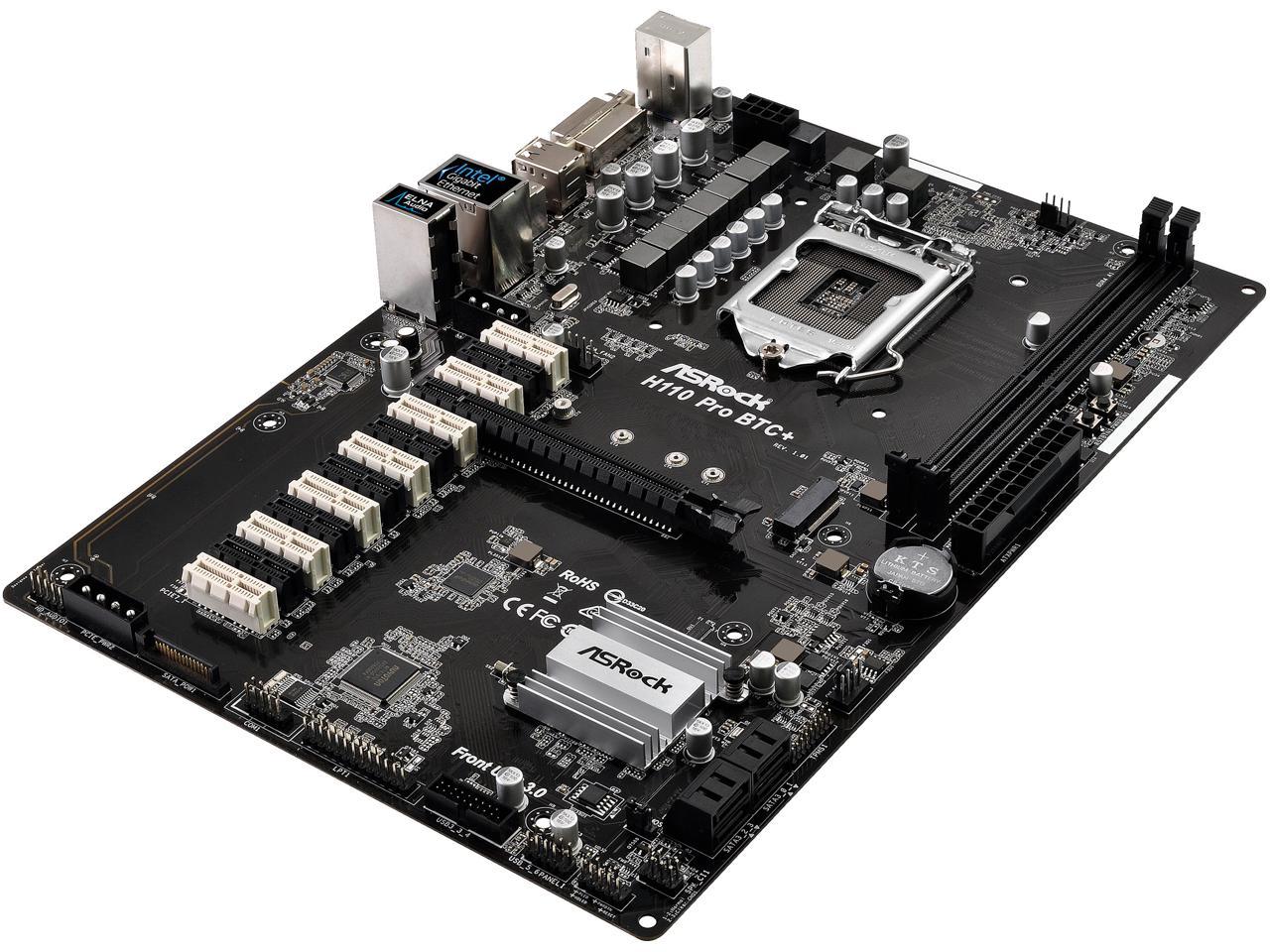 Asrock H110 Pro Btc+ Lga 1151 Intel H110 Sata 6Gb/S Atx Intel For Cryptocurrency Mining (Btc) Motherboard