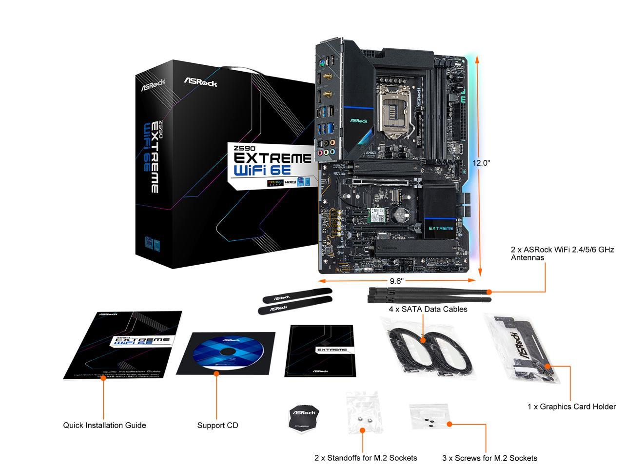 Asrock Z590 Extreme Wifi 6E Lga 1200 Intel Z590 Sata 6Gb/S Atx Intel Motherboard