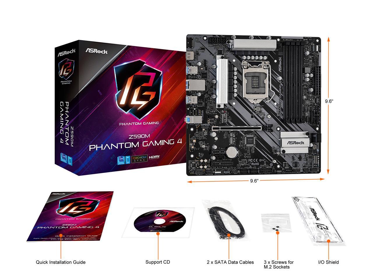 Asrock Z590M Phantom Gaming 4 Lga 1200 Intel Z590 Sata 6Gb/S Micro Atx Intel Motherboard