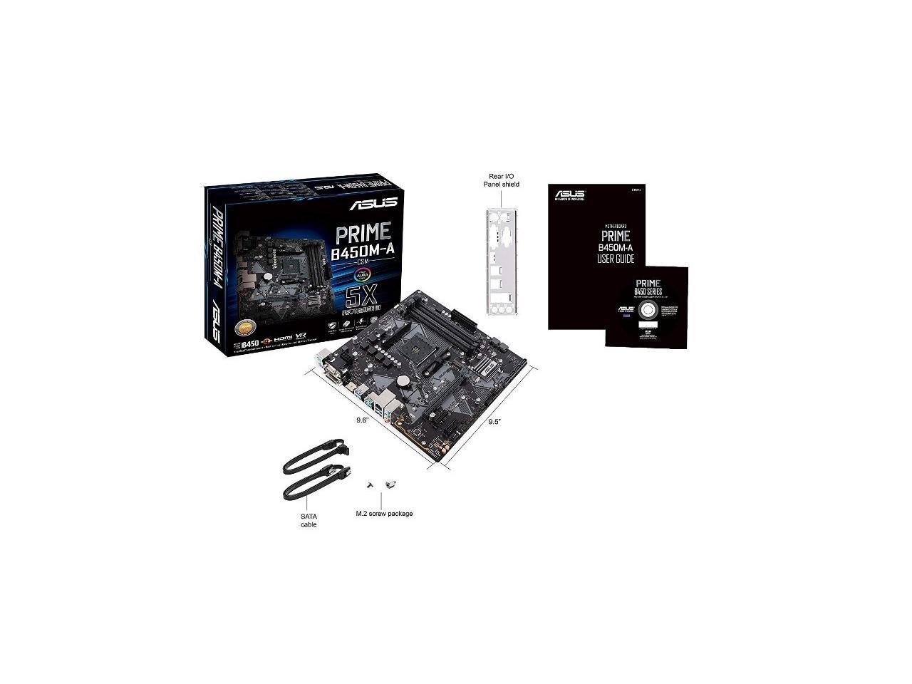 Asus Prime B450M-A Am4 Amd B450 Sata 6Gb/S Usb 3.1 Hdmi Micro Atx Amd Motherboard