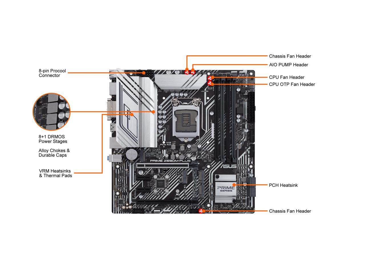 Asus Prime Z590M-Plus Lga 1200 Intel Z590 Sata 6Gb/S Micro Atx Intel Motherboard