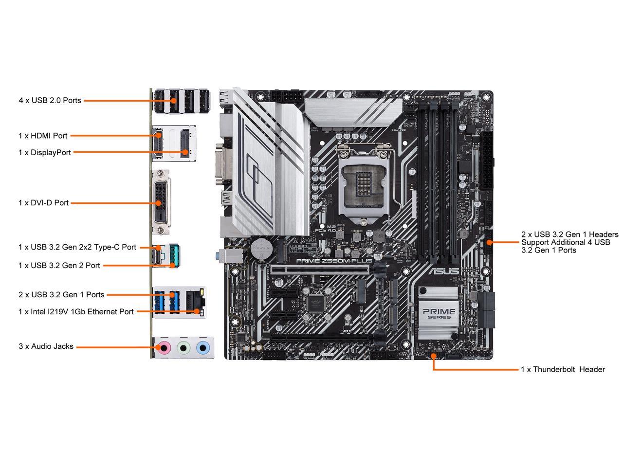 Asus Prime Z590M-Plus Lga 1200 Intel Z590 Sata 6Gb/S Micro Atx Intel Motherboard