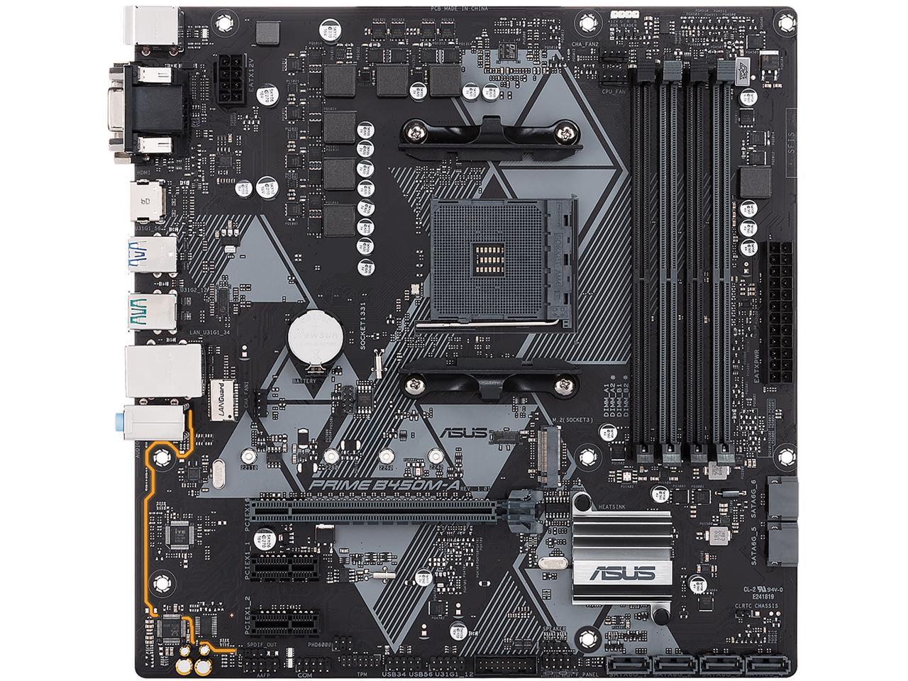 Asus Prime B450M-A/Csm Am4 Amd B450 Sata 6Gb/S Usb 3.1 Hdmi Micro Atx Amd Motherboard
