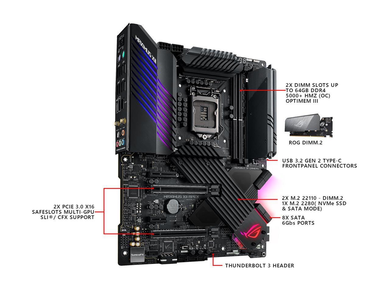 Asus Rog Maximus Xii Apex (Wifi 6) Lga 1200 Intel Z490 Sata 6Gb/S Atx Intel Motherboard (16 Power