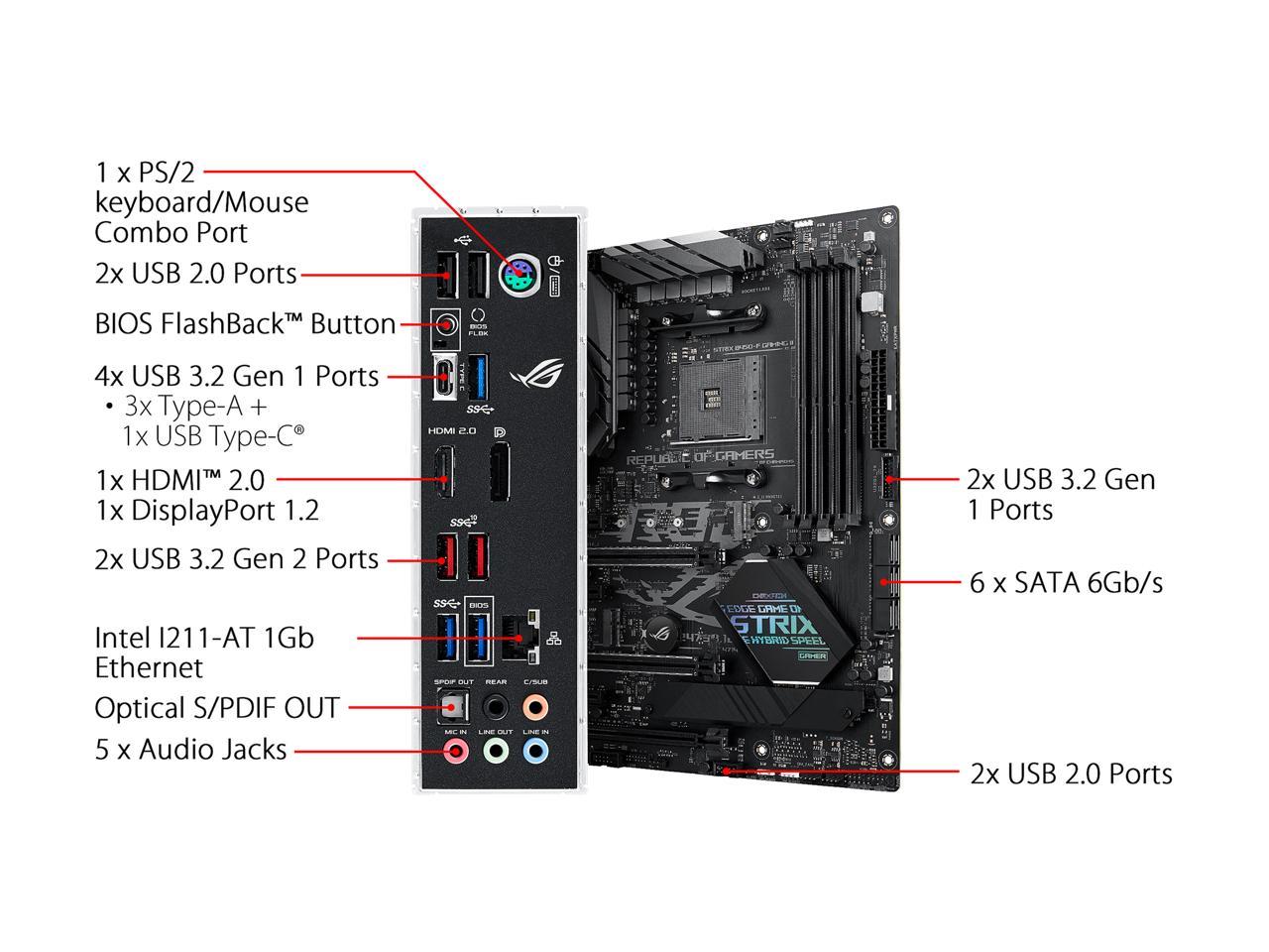 Asus Rog Strix B450-F Gaming Ii Amd Am4 (3Rd Gen Ryzen) Atx Gaming Motherboard