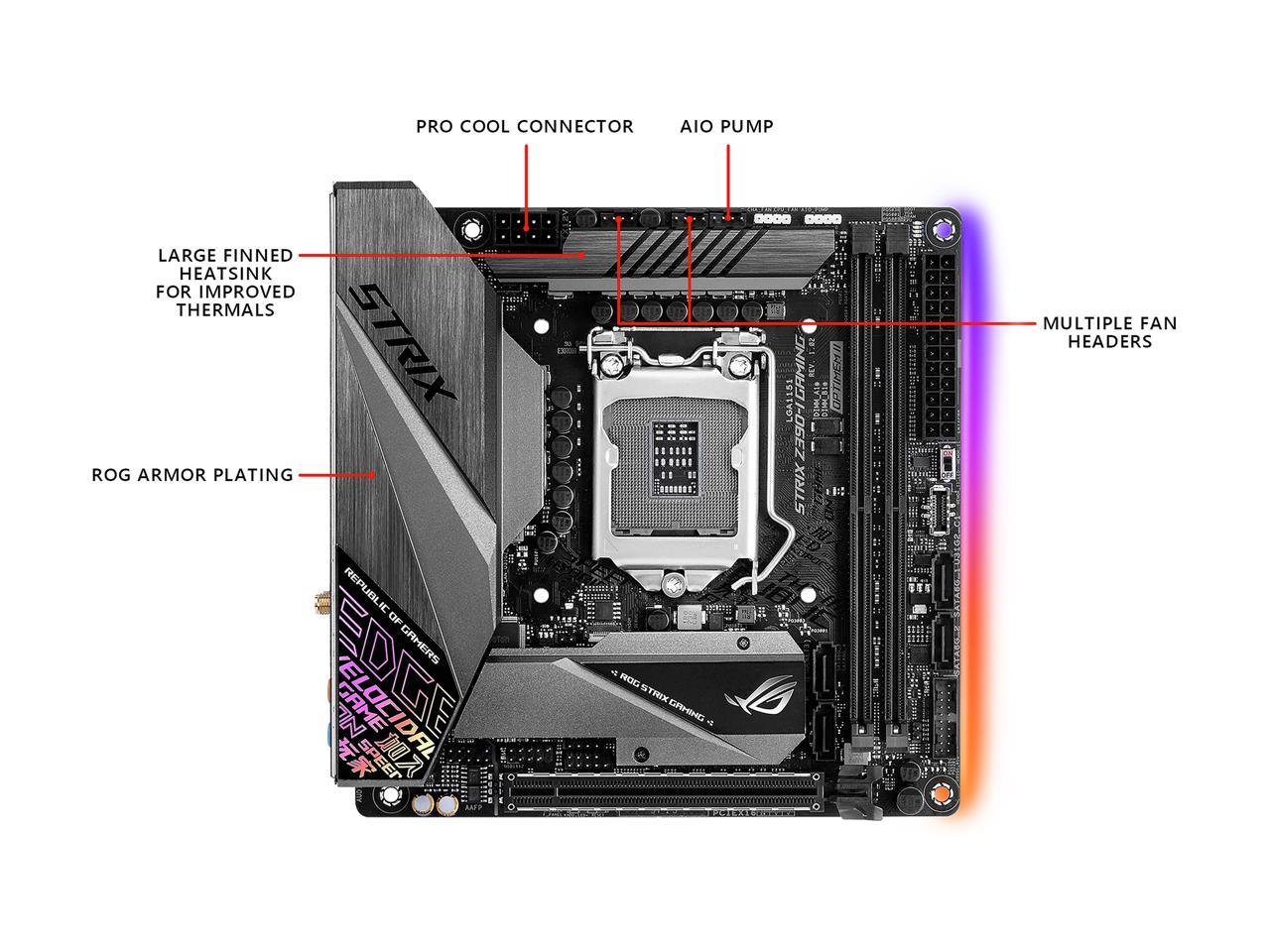 Asus Rog Strix Z390-I Gaming Motherboard Lga1151 (Intel 8Th And 9Th Gen) Mini Itx (Mitx) Ddr4 Dp Hdmi M.2 Usb 3.1 Gen2 Onboard 802.11 Ac Wi-Fi