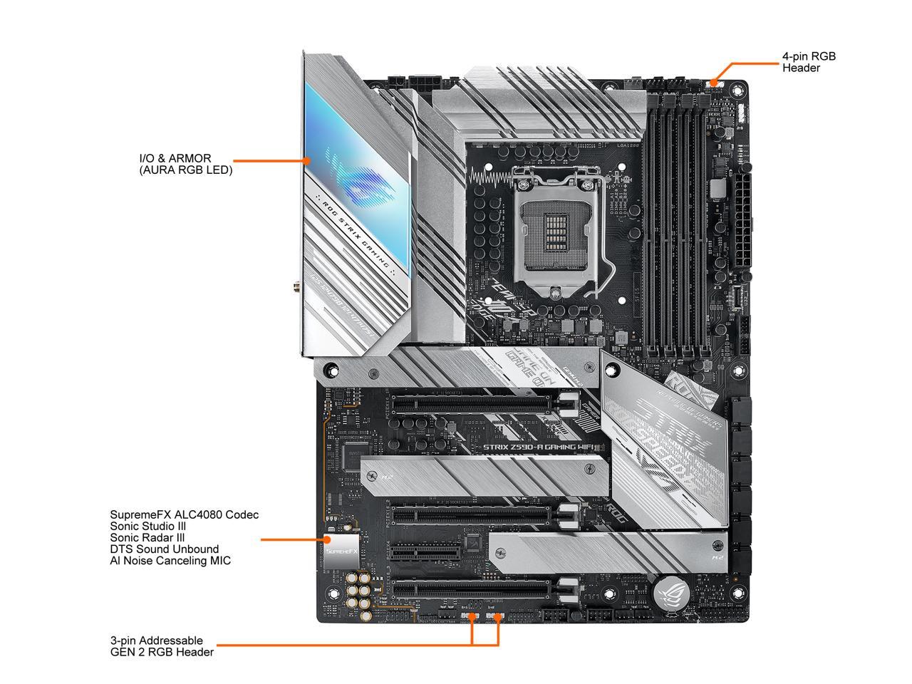 Asus Rog Strix Z590-A Gaming Wifi 6 Lga 1200 (Intel 11Th/10Th Gen) Atx White Scheme Gaming